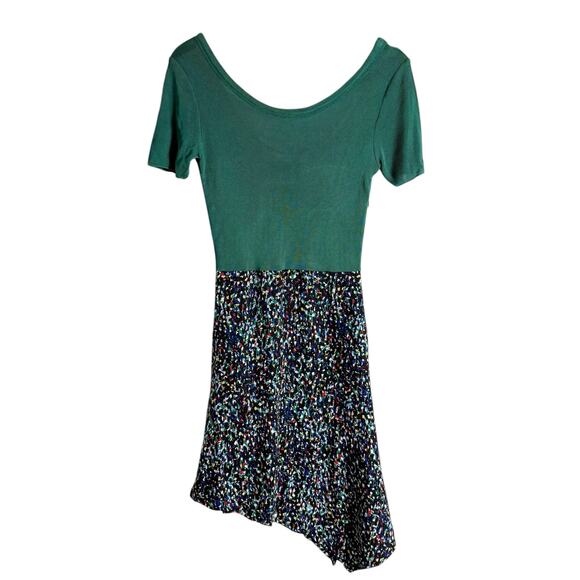 Sandro Green Viscose Knit Short Sleeve Asymmetric Printed Dress Size Small - Picture 1 of 11